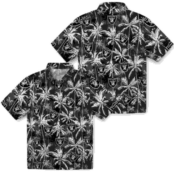 Palm Pattern Black Las Vegas Raiders Hawaiian Shirt