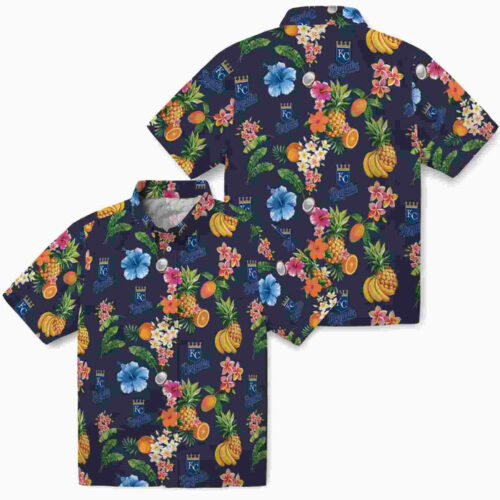 Hibiscus And Fruit Navy Blue Kansas City Royals Hawaiian Shirt