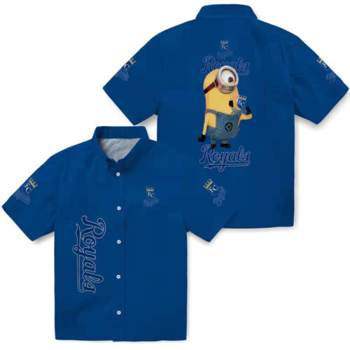 Stuart Minion Royal Blue Kansas City Royals Hawaiian Shirt