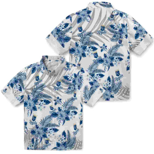 Hibiscus Palm Leaves Royal Blue White Kansas City Royals Hawaiian Shirt