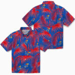 Leafy Palms Blue Kansas Jayhawks Hawaiian Shirt