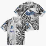 Palm Stripes Royal Blue Black White Kansas City Royals Hawaiian Shirt