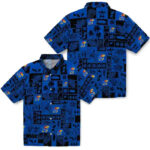 Tropical Patchwork Blue Black Kansas Jayhawks Hawaiian Shirt