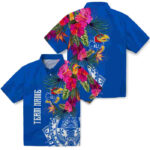 Floral Polynesian Blue Kansas Jayhawks Hawaiian Shirt