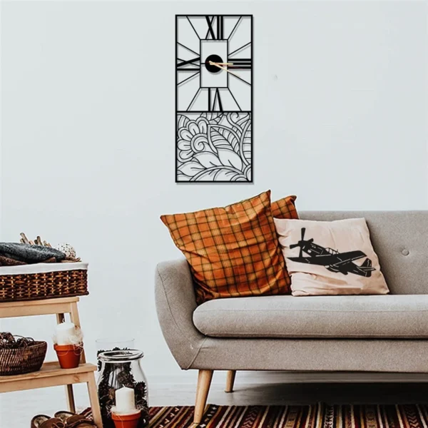 Floral Accent Roman - Rectangle Wall Clock Decor