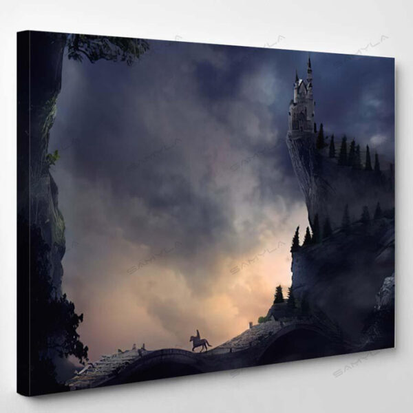Fantasy Landscape Castle On Cliff Hill 1 - Fantasy Canvas Art Wall Decor