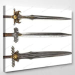 Swords On White Background 3D Illustration - Fantasy Canvas Art Wall Decor