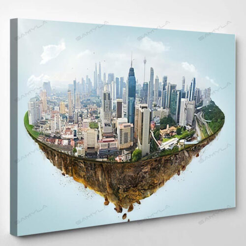 Fantasy Island Floating Air Modern City 2 - Fantasy Canvas Art Wall Decor