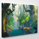 Illustration Fantasy Forest Background Painting - Fantasy Canvas Art Wall Decor