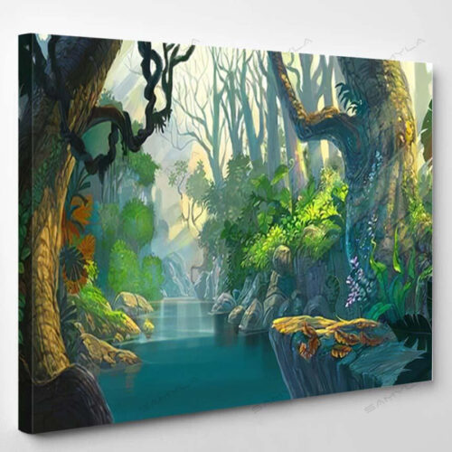 Illustration Fantasy Forest Background Painting - Fantasy Canvas Art Wall Decor