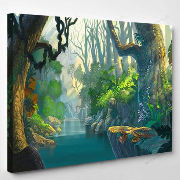 Illustration Fantasy Forest Background Painting - Fantasy Canvas Art Wall Decor