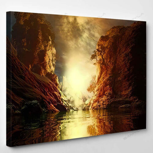 3D Landscape Illustration Where Observed Two 1 - Fantasy Canvas Art Wall Decor