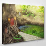 Fairy Tree House Fantasy Forest Stone 1 - Fantasy Canvas Art Wall Decor