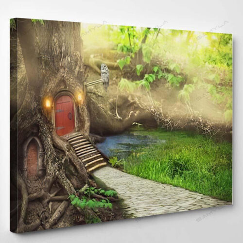 Fairy Tree House Fantasy Forest Stone 1 - Fantasy Canvas Art Wall Decor