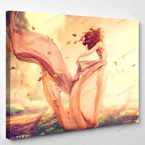 Beauty Autumn Woman Beautiful Fantasy Girl 1 - Fantasy Canvas Art Wall Decor