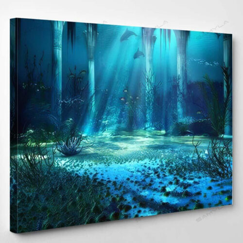 3D Illustration Rendered Underwater Fantasy Landscape - Fantasy Canvas Art Wall Decor