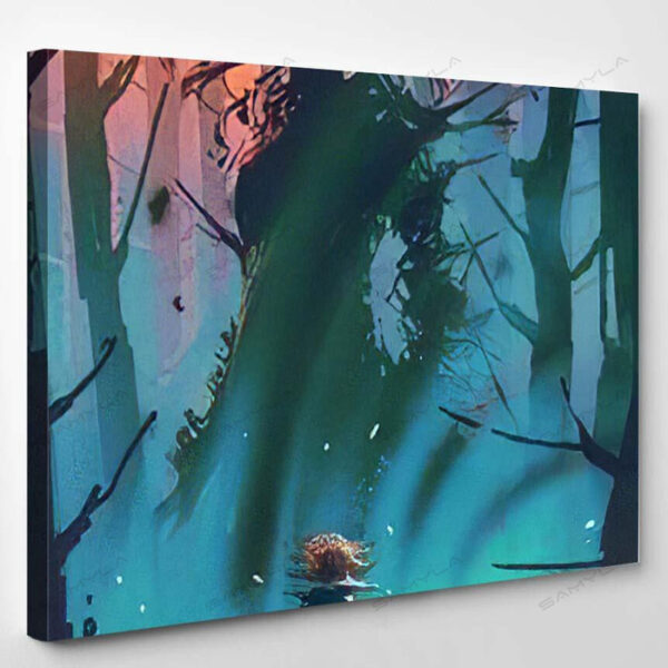 Little Girl Witch Looking Each Other - Fantasy Canvas Art Wall Decor