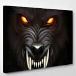 Angry Werewolf Face Darkness Digital Painting - Fantasy Canvas Art Wall Decor