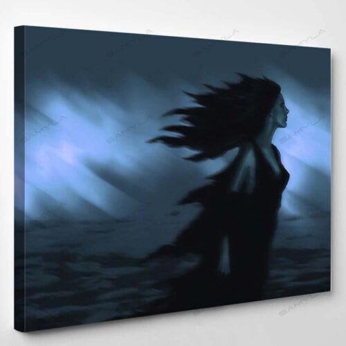 Beautiful Girl Black Hair Developing Wind - Fantasy Canvas Art Wall Decor