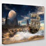 Fantasy Scene Ship Desert - Fantasy Canvas Art Wall Decor