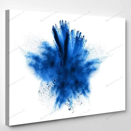 Abstract Blue Powder Explosion On White 1 - Galaxy Sky and Space Canvas Art Wall Decor