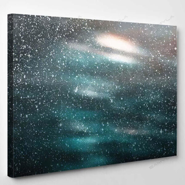 Abstract Colorful Blue Background White Particles - Galaxy Sky and Space Canvas Art Wall Decor