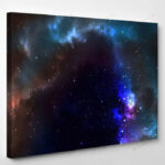 Space View Shiny Blue Nebula Digital - Galaxy Sky and Space Canvas Art Wall Decor