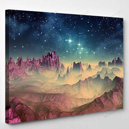 3D Created Rendered Fantasy Alien Planet 1 - Galaxy Sky and Space Canvas Art Wall Decor