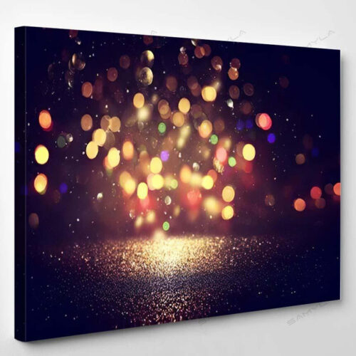 Background Abstract Glitter Lights Blue Gold 4 1 - Galaxy Sky and Space Canvas Art Wall Decor