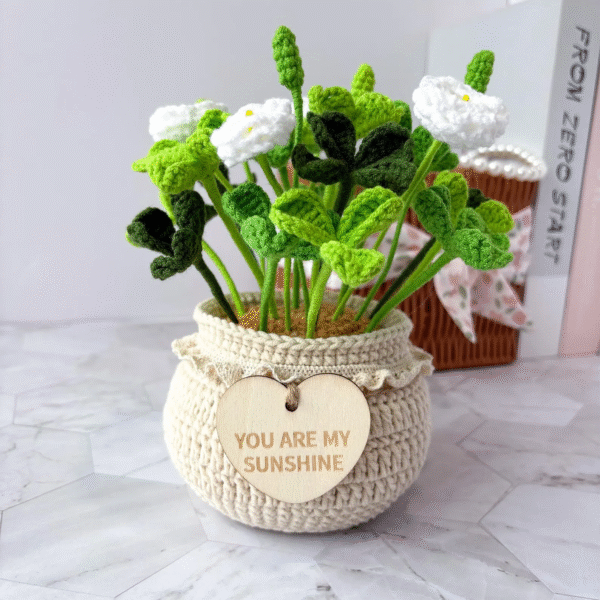 Crochet Clover In Pot – Amigurumi Crochet Stuffed Animal Milnora - Image 3