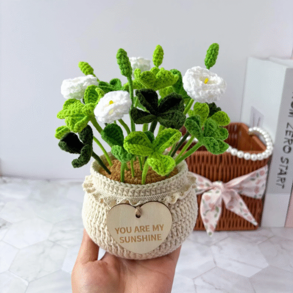 Crochet Clover In Pot – Amigurumi Crochet Stuffed Animal Milnora - Image 4