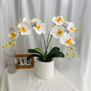 Alternative view of CLarge Crocheted White Phalaenopsis – Amigurumi Crochet Stuffed Animal Milnora