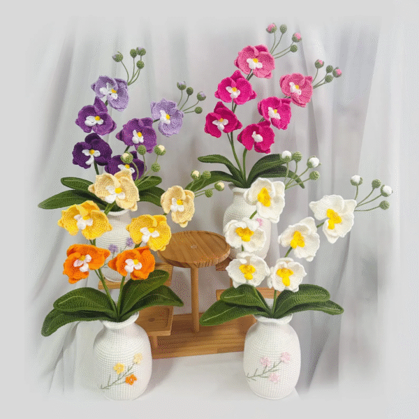 Crochet Phalaenopsis In Vase – Amigurumi Crochet Stuffed Animal Milnora - Image 3