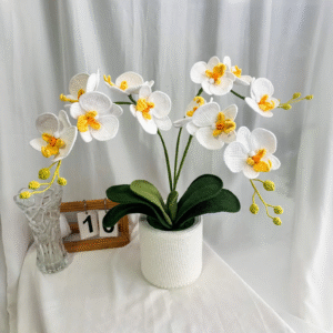 CLarge Crocheted White Phalaenopsis – Amigurumi Crochet Stuffed Animal Milnora