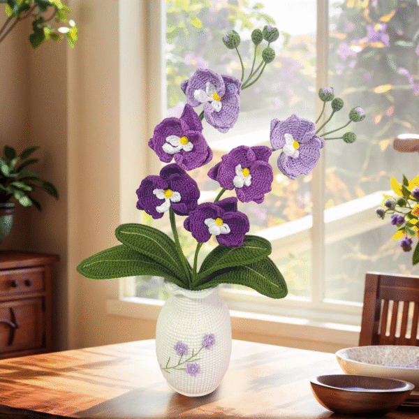 Crochet Phalaenopsis In Vase – Amigurumi Crochet Stuffed Animal Milnora - Image 4