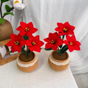 Alternative view of Crochet Red Poinsettia Flower – Amigurumi Crochet Stuffed Animal Milnora