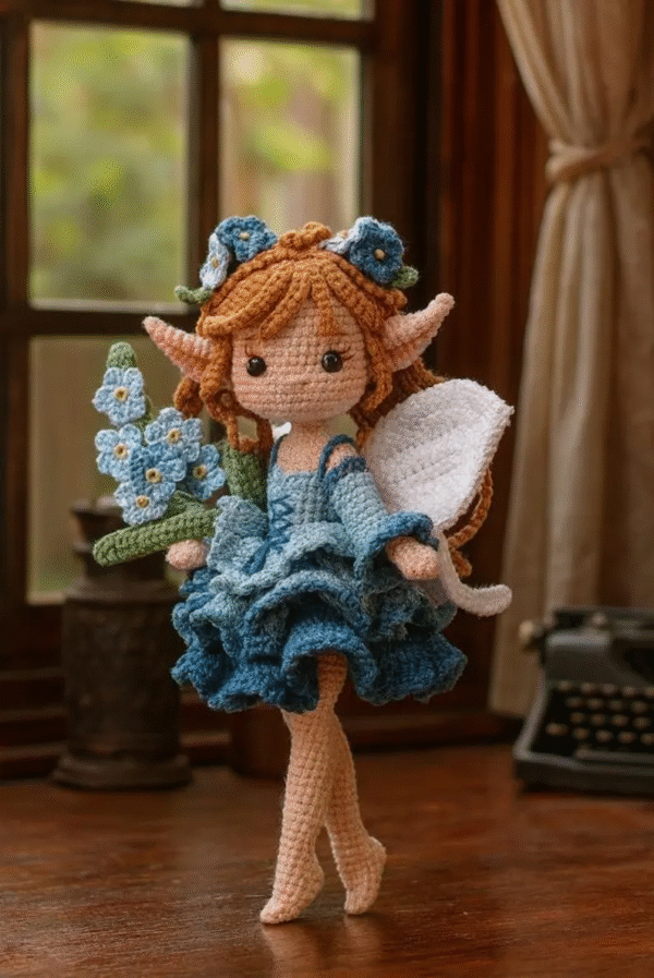 Forget Me Not Fairy Doll Crochet  – Amigurumi Crochet Stuffed Animal Milnora