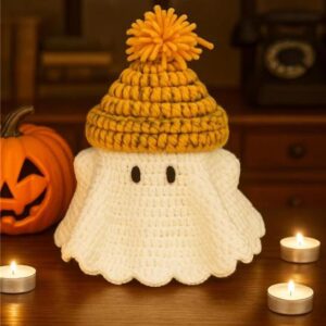 Alternative view of Ghost Hugging Pumpkin Crochet – Amigurumi Crochet Stuffed Animal Milnora